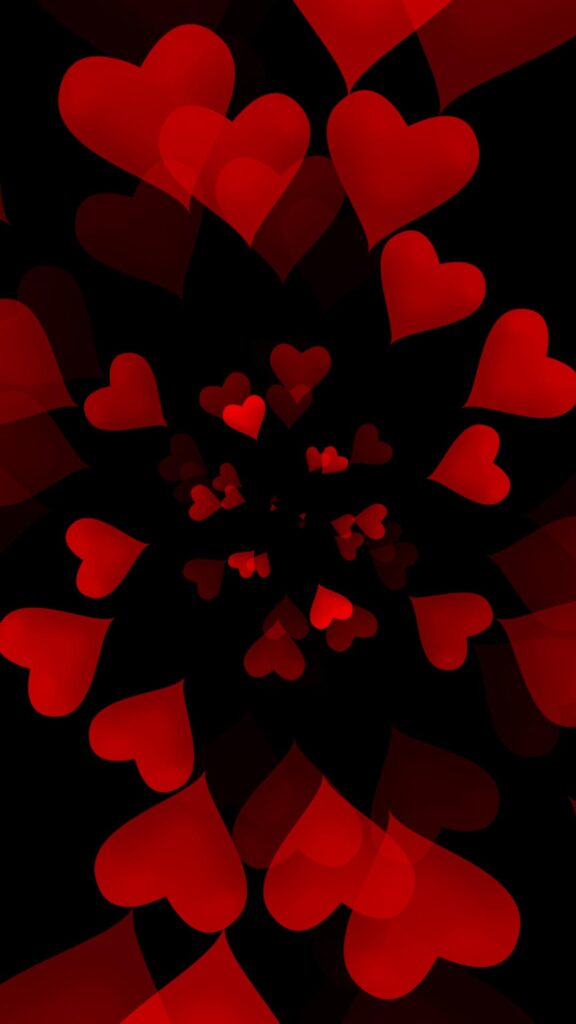 red heart black background