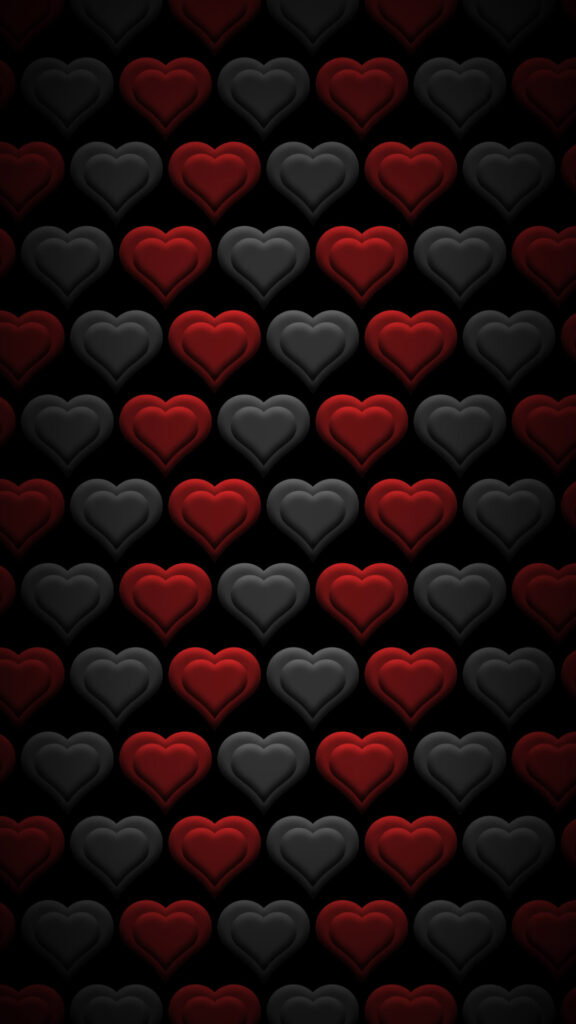 grey and red heart wallpaper