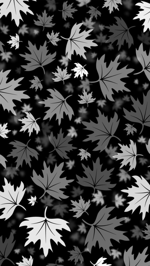 black white leaves background 1080p