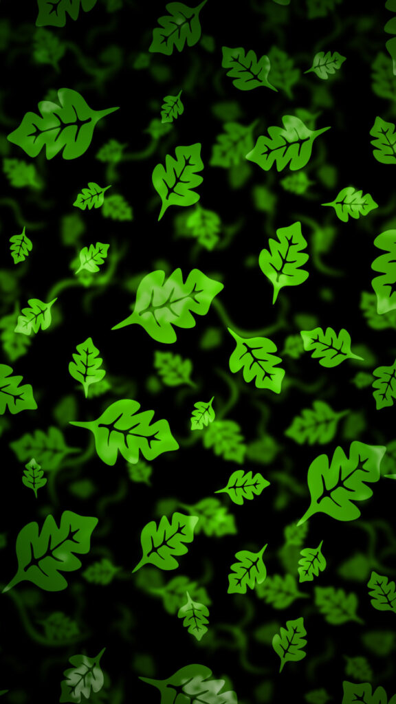green leaves black illustration