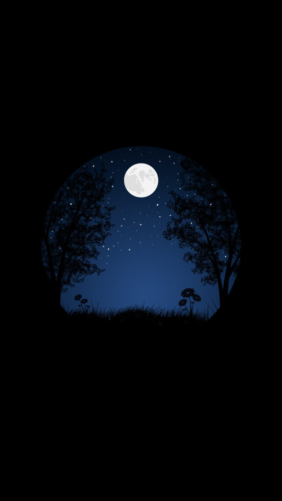 blue night illustration black background