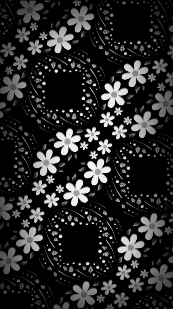 black white floral pattern wallpaper